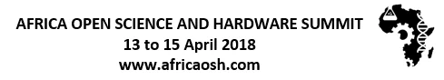 Banner: Africa Open Science and Hardware Summit, 13 to 15 April 2018, africaosh.com