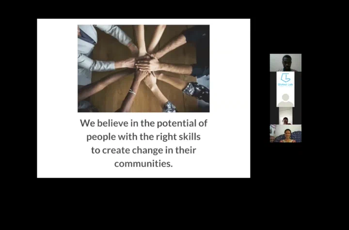 Mobile Web Ghana slide: ‘We believe in the potential of people with the right skills to create change in their communities’